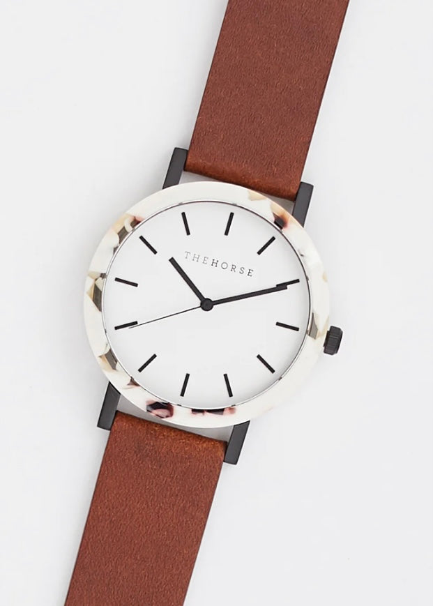 Watch | The Resin (Nougat Shell, White Dial, Tan Strap)
