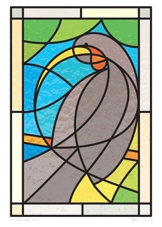 Art Print | Stained Glass Huia (A4)