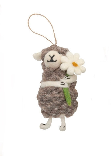 Decoration | Christmas Sheep with Flowers (Natural)