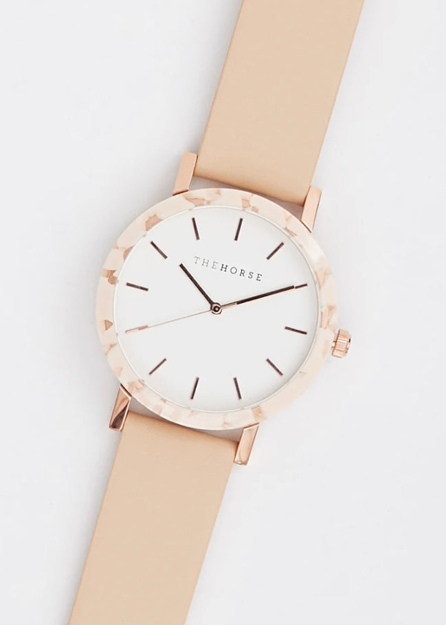 Watch | The Resin (Peach Speckle, White Dial, Nude Strap)