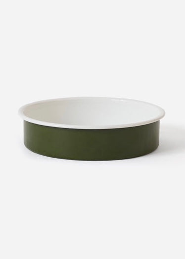 Baking Tray | Round Enamel (Olive/White)