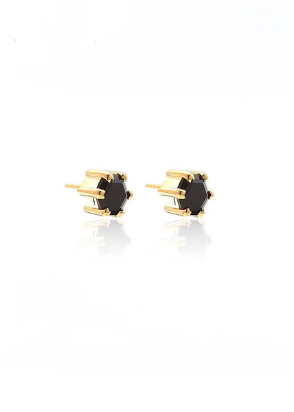 Earrings | Harmony Stud (Black Spinel/Gold)