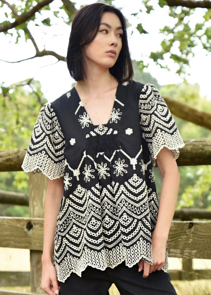 Top | Me + U (Black Embroidery)