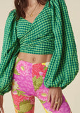 Top | Pixie Gingham Wrap (Grass)