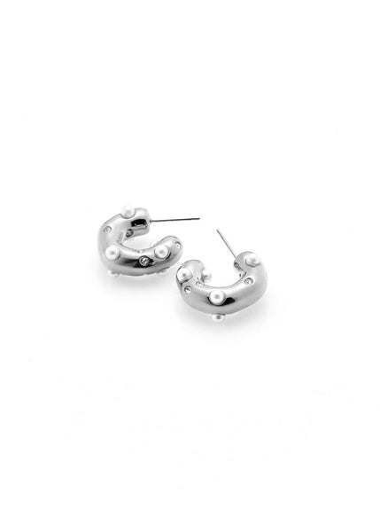 Earrings | Palermo Hoops (Pearl/Silver)