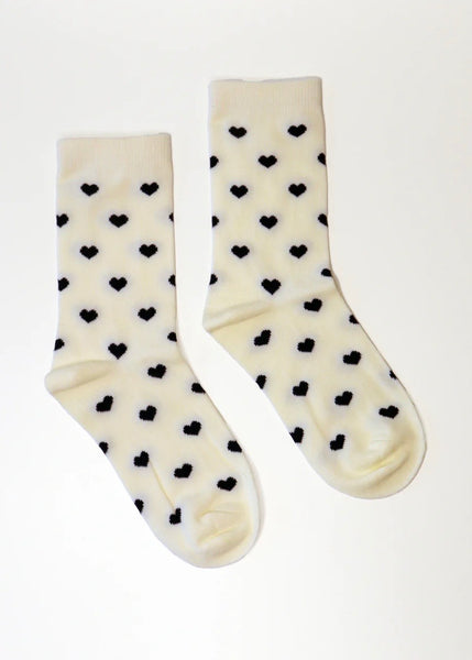 Sock | Heart (Cream/Black)
