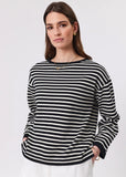 Top | Tides Boatneck Knit (Black Stripe)