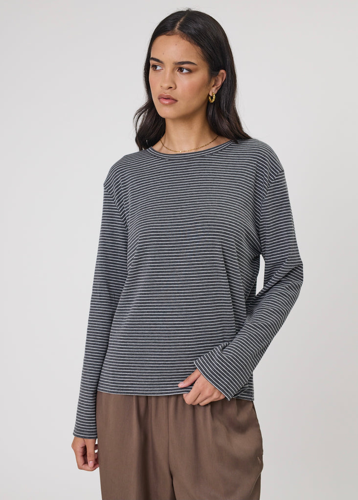 Tee | Uno Stripe Long Sleeve (Charcoal Stripe)