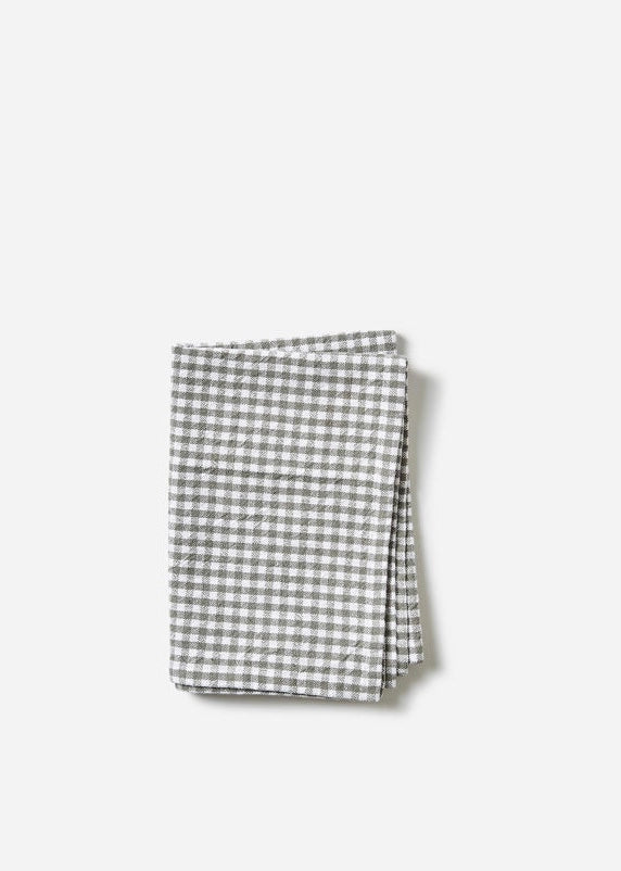 Tea Towel | Gingham Washed Cotton (Grey)