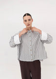 Shirt | Cropped Viv (Black/White Stripe)