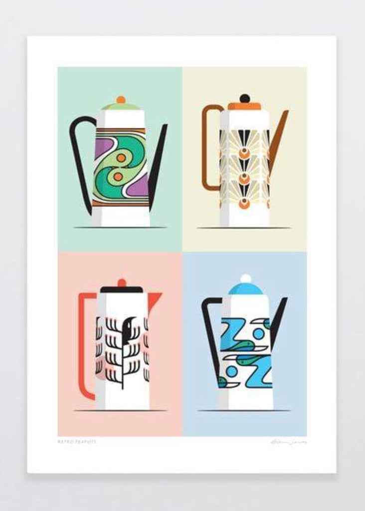 Art Print | Retro Teapots (A3)