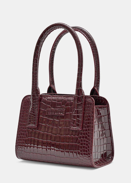 Bag | Paloma Mini Tote (Merlot Wet Recycled Croc)