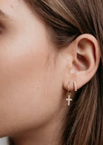 Earrings | Mini Pearl Huggies (Gold)