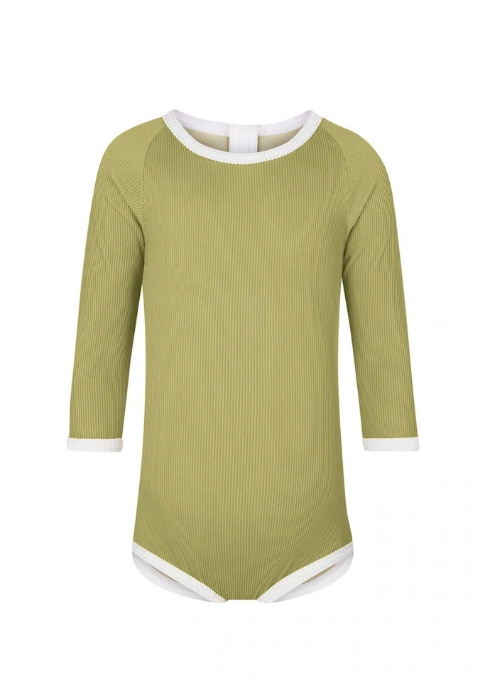 Swimwear | Mini Rib Rashie Onesie (Avocado)