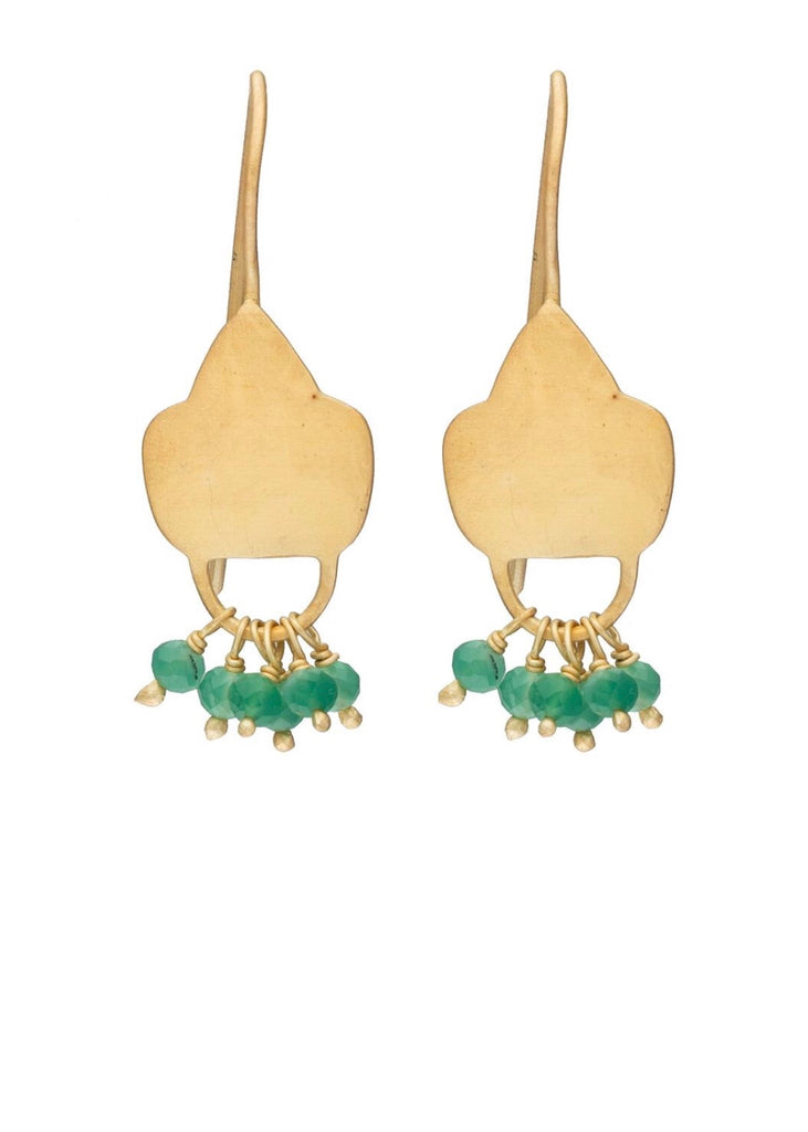 Earrings | Gold Plate Shield (Aventurine)