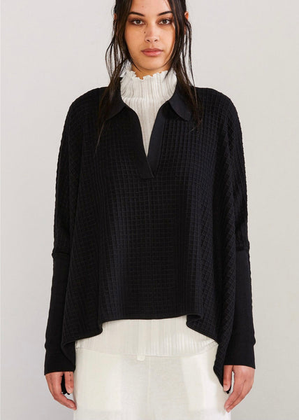 Sweater | Waffle Collared Lucent (Black)