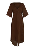 Dress | Flax Linen Wrap (Brown)