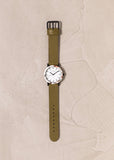 Watch | The Resin (Nougat Shell, White Dial, Olive Strap)