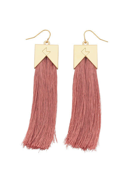 Earrings | Monogram Tassel (Gold/Pink)