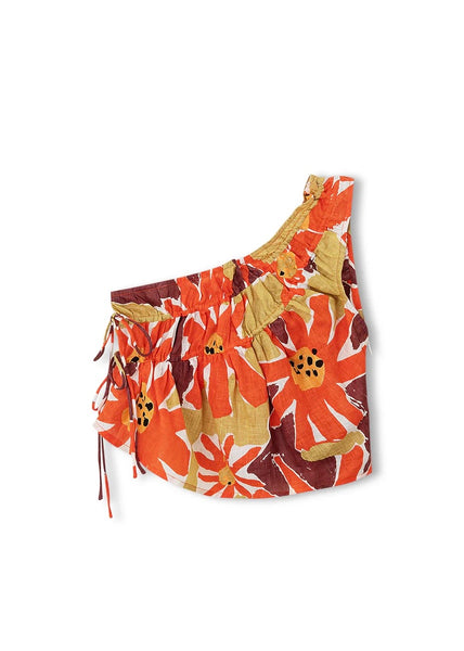 Top | Wildflowers Rouched Linen