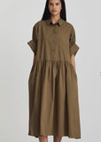 Model in Ricochet Joni Shirt dress, Olive colour