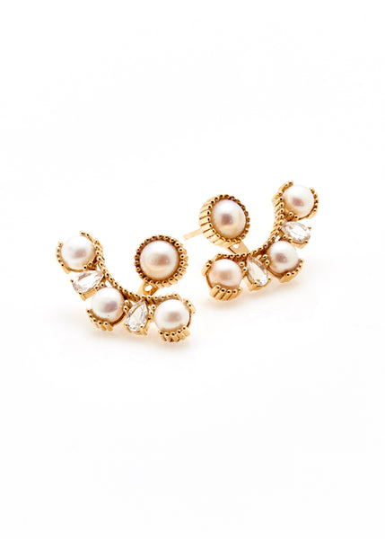 Earring | Radiant Ear Jackets (Gold/Pearl)