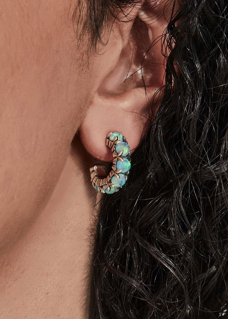 Earring | Halo Cluster (Silver/Opal)