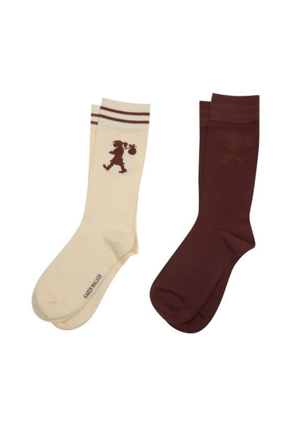 Socks | Runaway Girl 2 Pack (Cream/Mahogany)