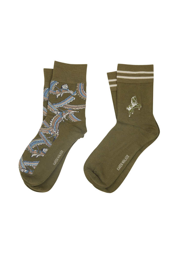 Socks | Carousel 2 Pack (Green Multi)