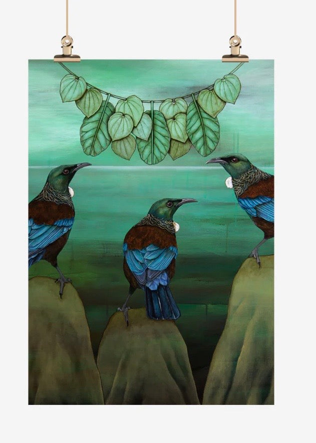 Tea Towel | Tūī & the Kawakawa