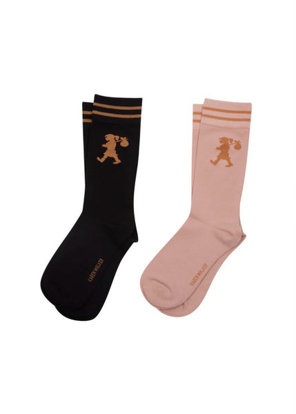 Socks | Runaway Girl 2 Pack (Black/Pink)