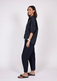 Side view of Marlow Shoreline Ink Stripe shirt 