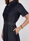 Side view of Marlow Axis Indigo dress