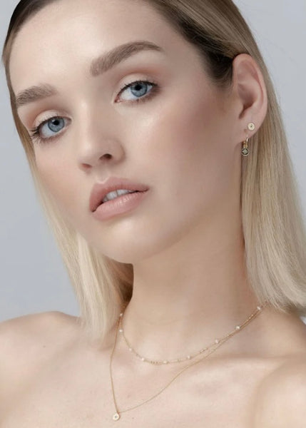 Earrings | Petite North Star Hoop (Sapphire + Gold )