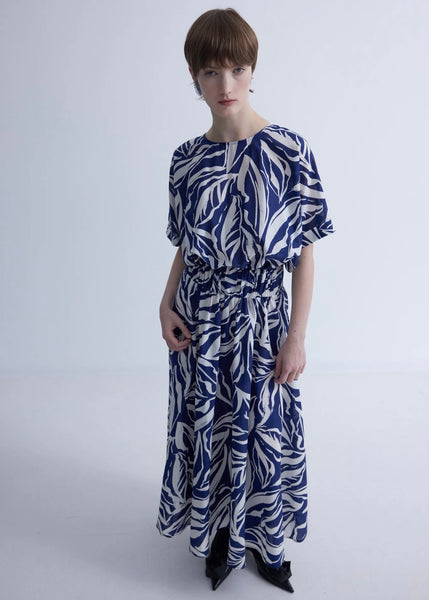 Dress | Gabriel (Navy/White Leaf Print)