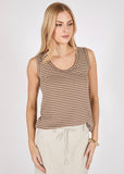 Tee | Porto Tank (Choc/Ivory Stripe)