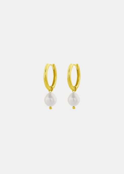 Earrings | Pearl Hoop Medium (Gold)