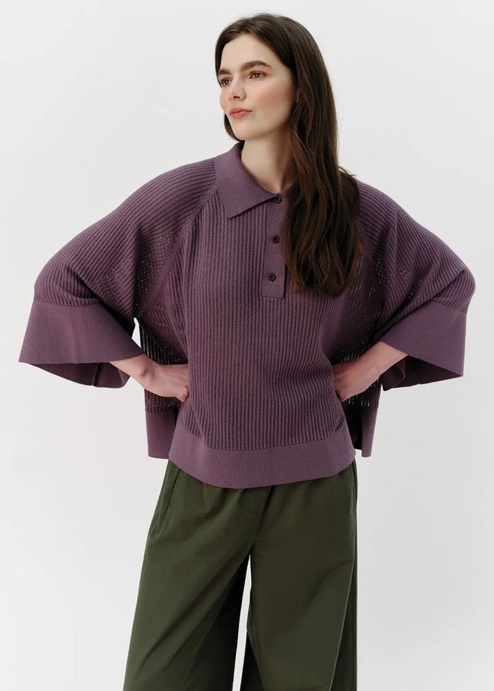 Model wearing Josephine Finn Knitted Polo