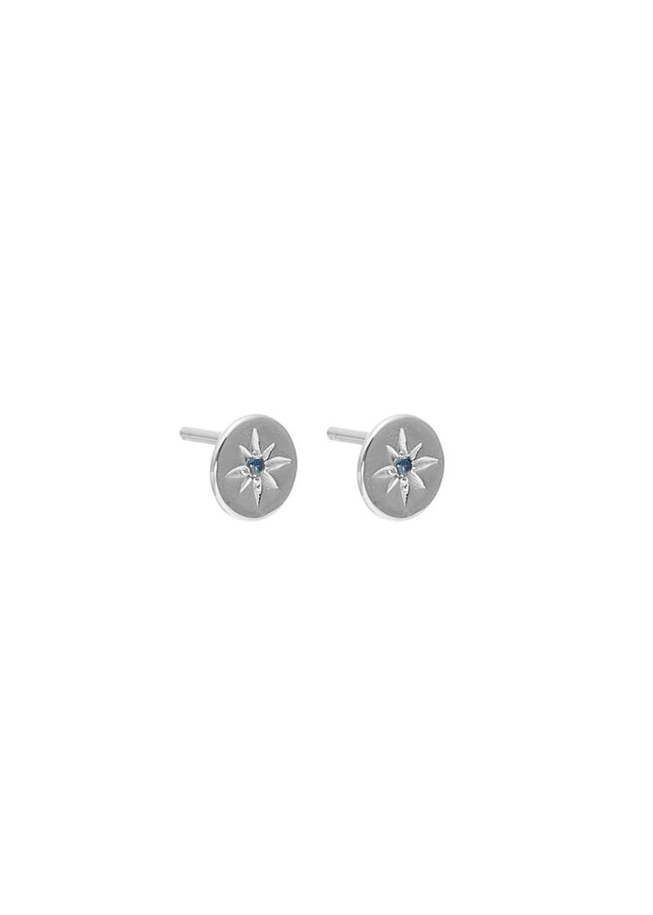 Earrings | Petite North Star Stud (Silver & Sapphire )