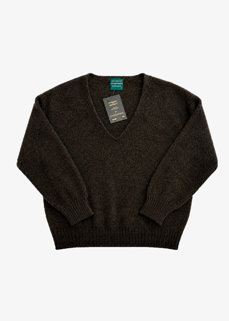 Lothlorian cavern v neck jumper in brown marl