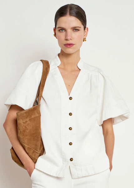 Model wearing Zoe Kratzmann Magnify top in Elm