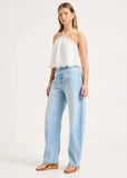 Side view of Rolla’s Arc Barrel Long Swoon jean