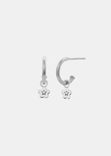 Earrings | Daisy Day Hoop Studs (Silver)