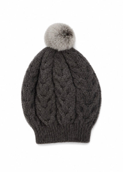 Lothlorian Relaxed Cable beanie in silver