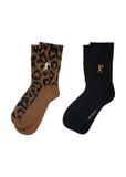Socks | Leopard 2 Pack (Tan/Black)
