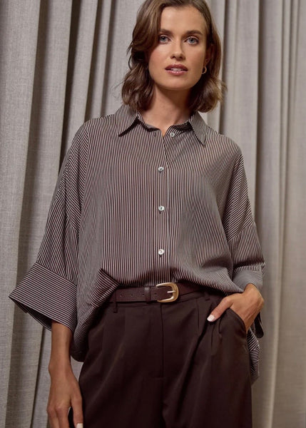 Model wearing Marlow Strand Java shirt