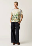 Model wearing Nancybird Charlotte Steel Blue pants