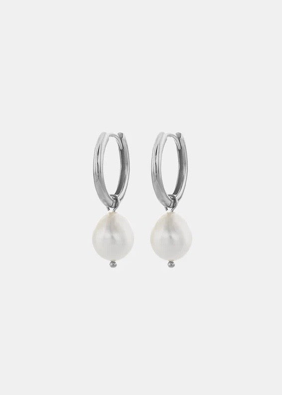 Earrings | Pearl Hoop (Silver)