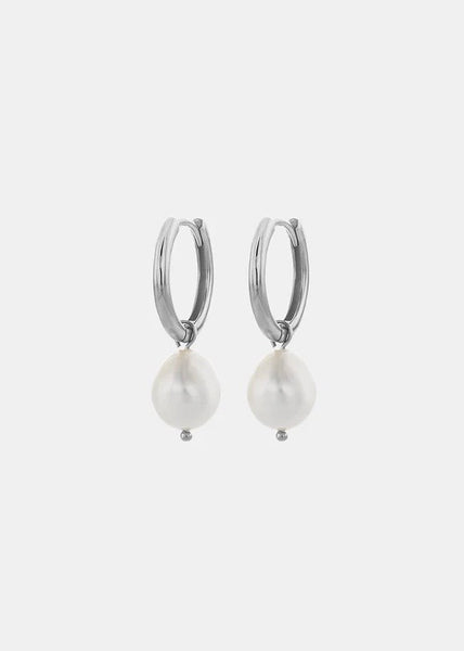 Earrings | Pearl Hoop (Silver)