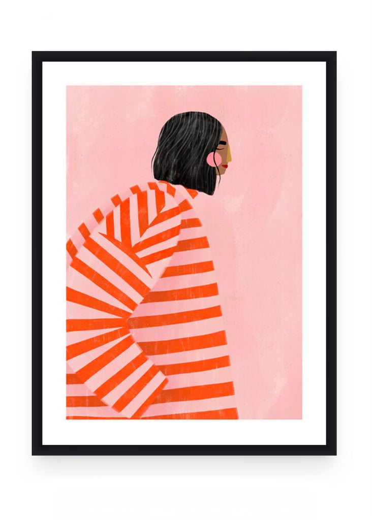 Art Print | The Woman With The Orange Stripes